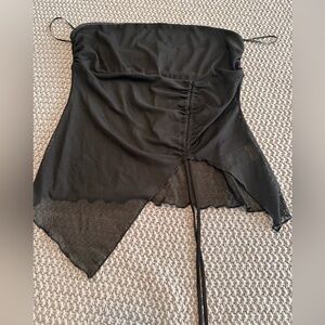 silence + noise Black Strapless Top with Handkerchief Hem